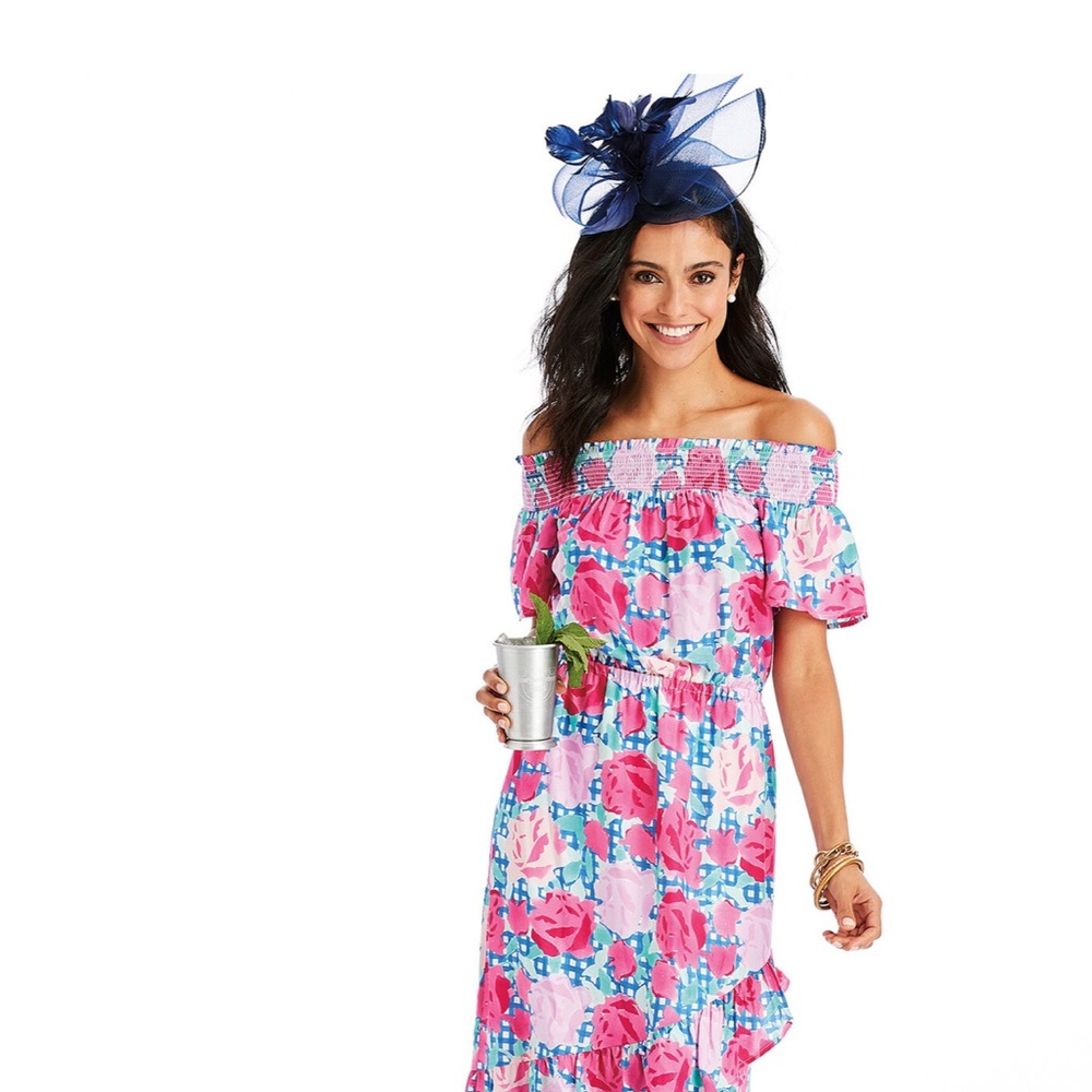 Vineyard Vines Kentucky Derby size 2! Off The Shoulder Run For The Roses Dress
